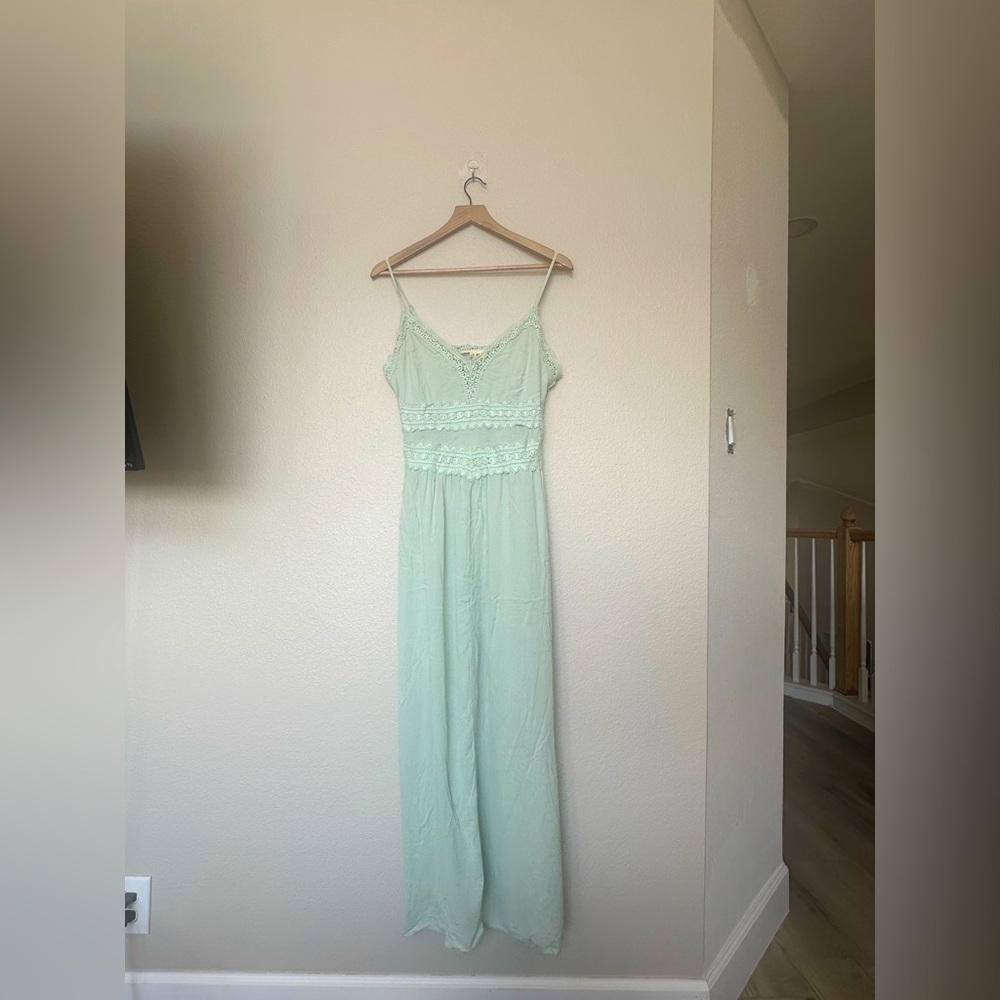 Promesa Light Aqua Crochet Detail Maxi Dress – Size M | VGUC